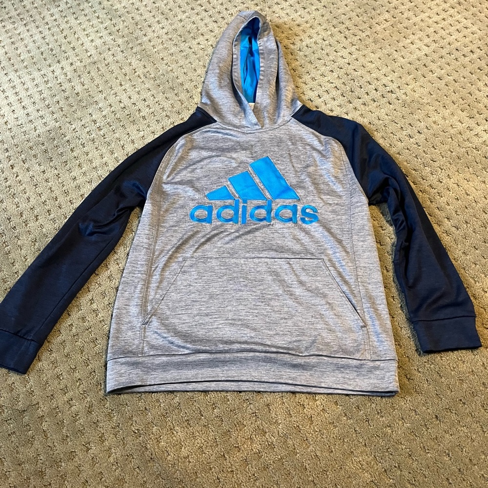 Adidas gray and blue sweatshirt. Boys XL 18/20.